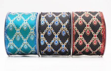 Luxe Diamond Droplet Metallic Wired Ribbon - Luxe Diamond Droplet Metallic Wired Ribbon